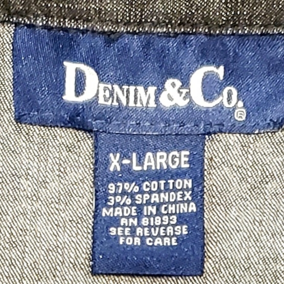 DENIM&CO - Denim Shirt - Western-Style Snap Front - Black  - XL - NWOT - Picture 2 of 12